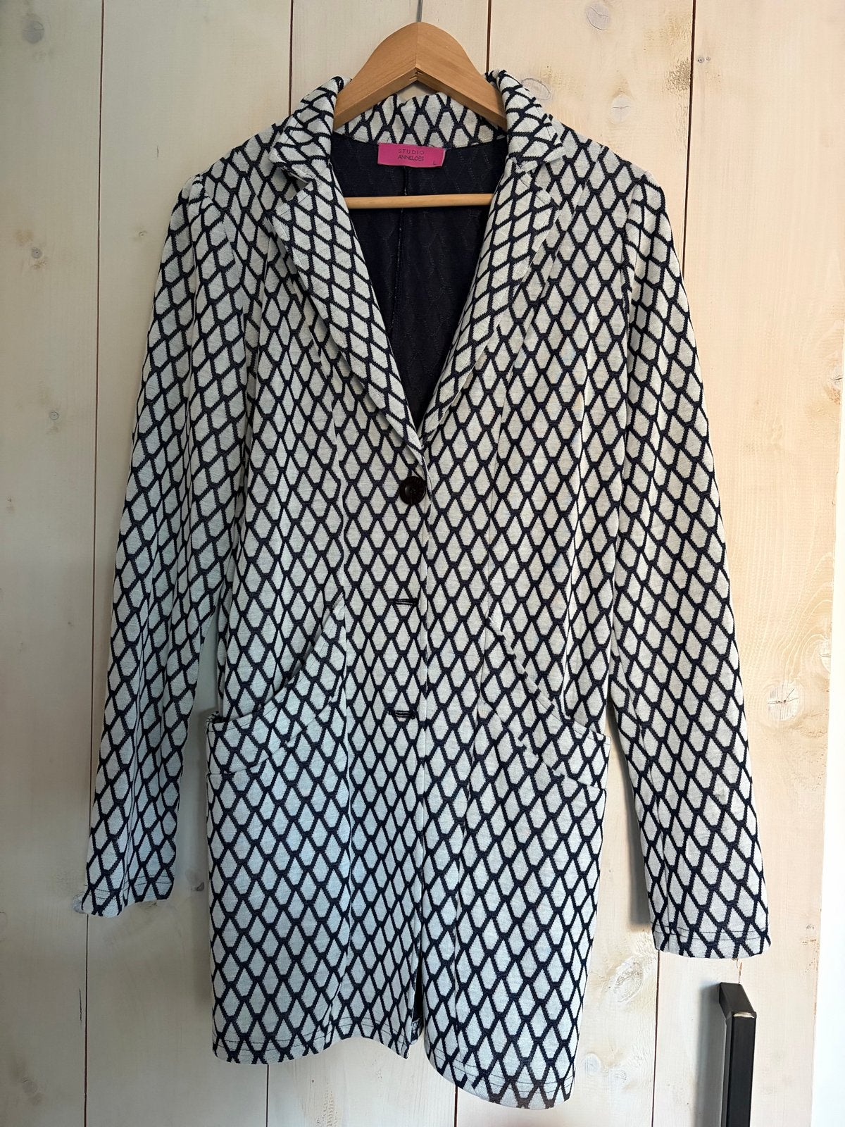 Studio Anneloes Blazer/Jasje Maat L - Zwart/Wit Ruitpatroon, Ophalen of Verzenden, Zo goed als nieuw, Maat 42/44 (L), Zwart