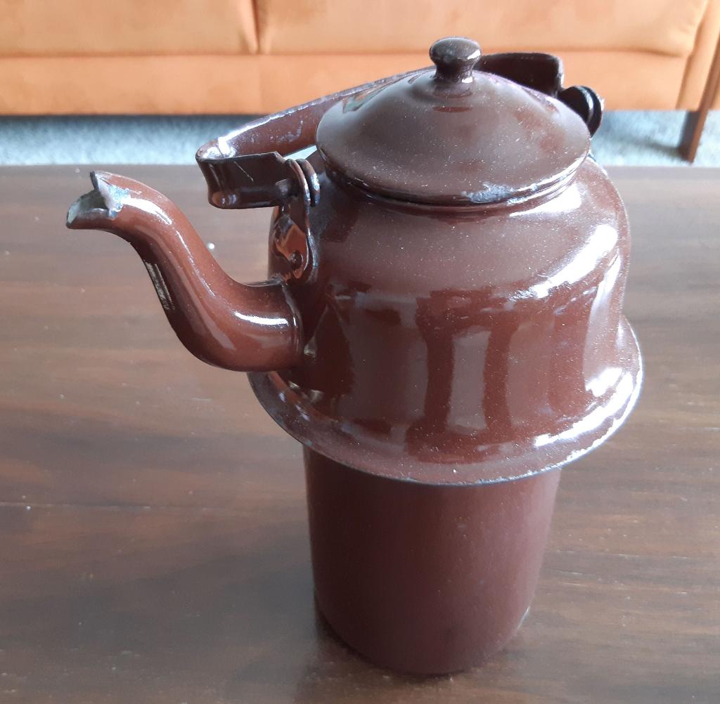 zakketel bruin emaille, Antiek en Kunst, Ophalen of Verzenden