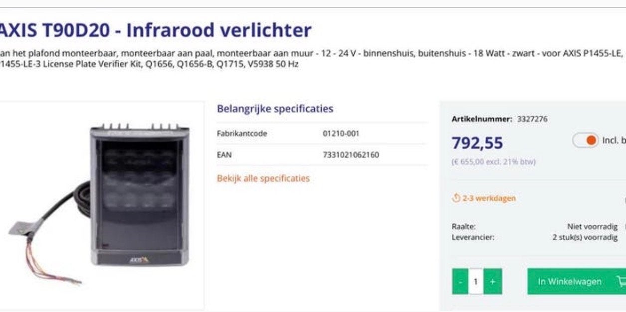 AXIS T90D20 infrarood verlichter (Splinternieuw), Ophalen of Verzenden