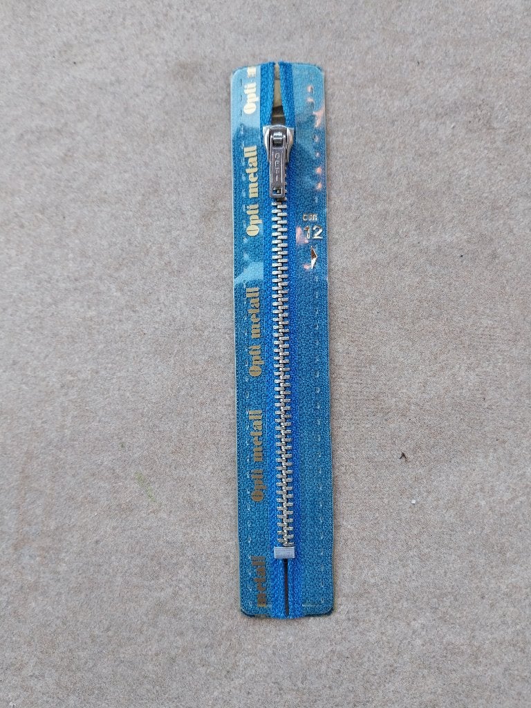 Opti M40 nikkelkleurige rits blauw (235) 12 cm NIEUW, Ophalen of Verzenden, Nieuw, Rits of Sluiting