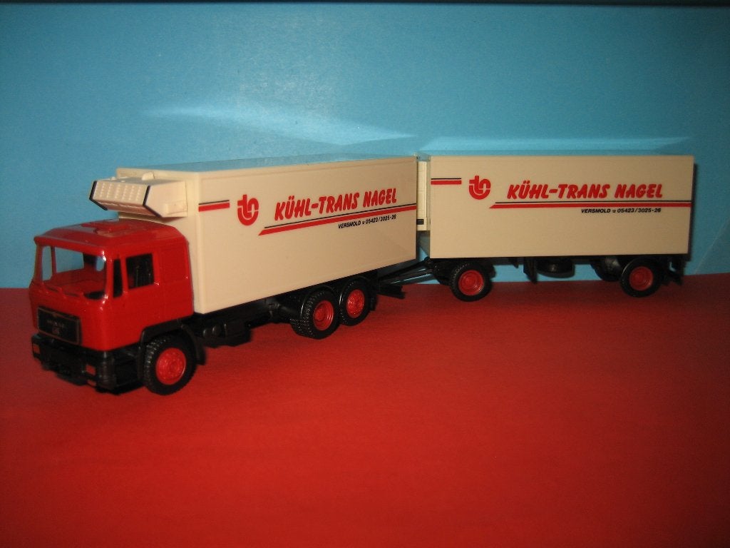 Nagel  MAN  combi  Kuhl-transport  Herpa, Hobby en Vrije tijd, Modelauto's | 1:87, Ophalen of Verzenden, Zo goed als nieuw, Bus of Vrachtwagen