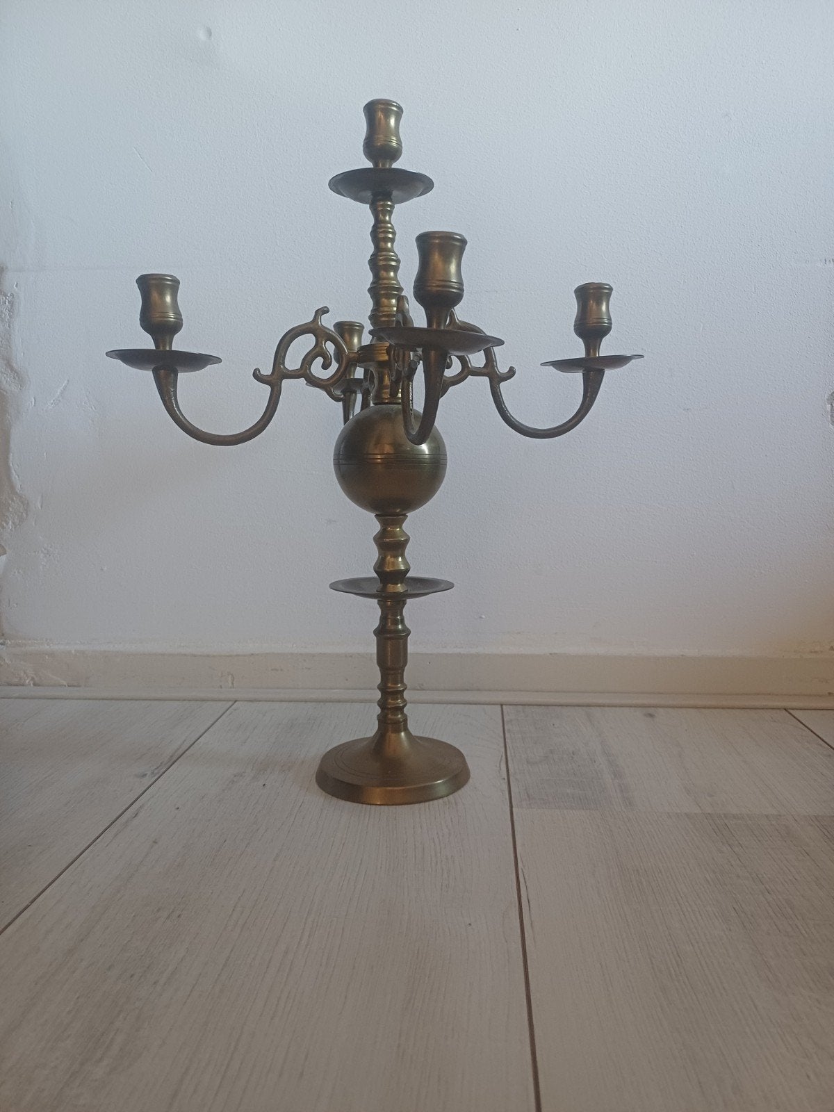 Antieke bronzen Kandelaar met Vijf Armen, Ophalen, Koper of Brons