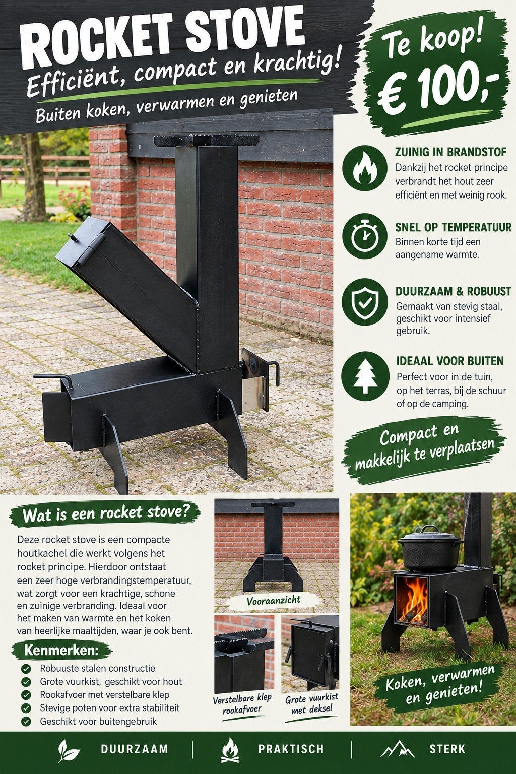 rocket stove, Ophalen