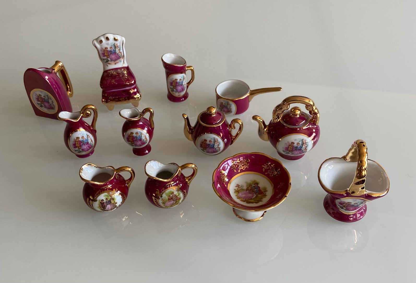 XXL Set 12x Miniatuur Porselein o.a. Limoges Goud, Ophalen of Verzenden