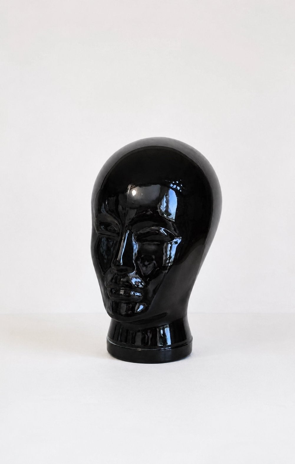 Vintage glazen mannequin design hoofd zwart, Verzenden
