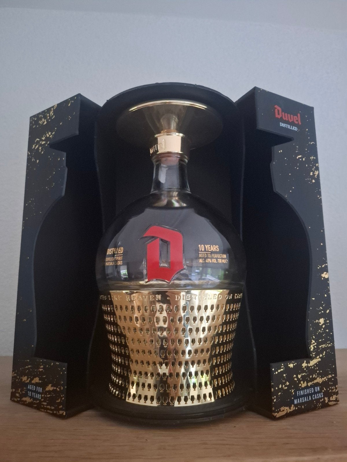 Bijzondere lege Duvel whiskyfles met doos, Verzamelen, Biermerken, Ophalen of Verzenden, Flesje(s), Duvel