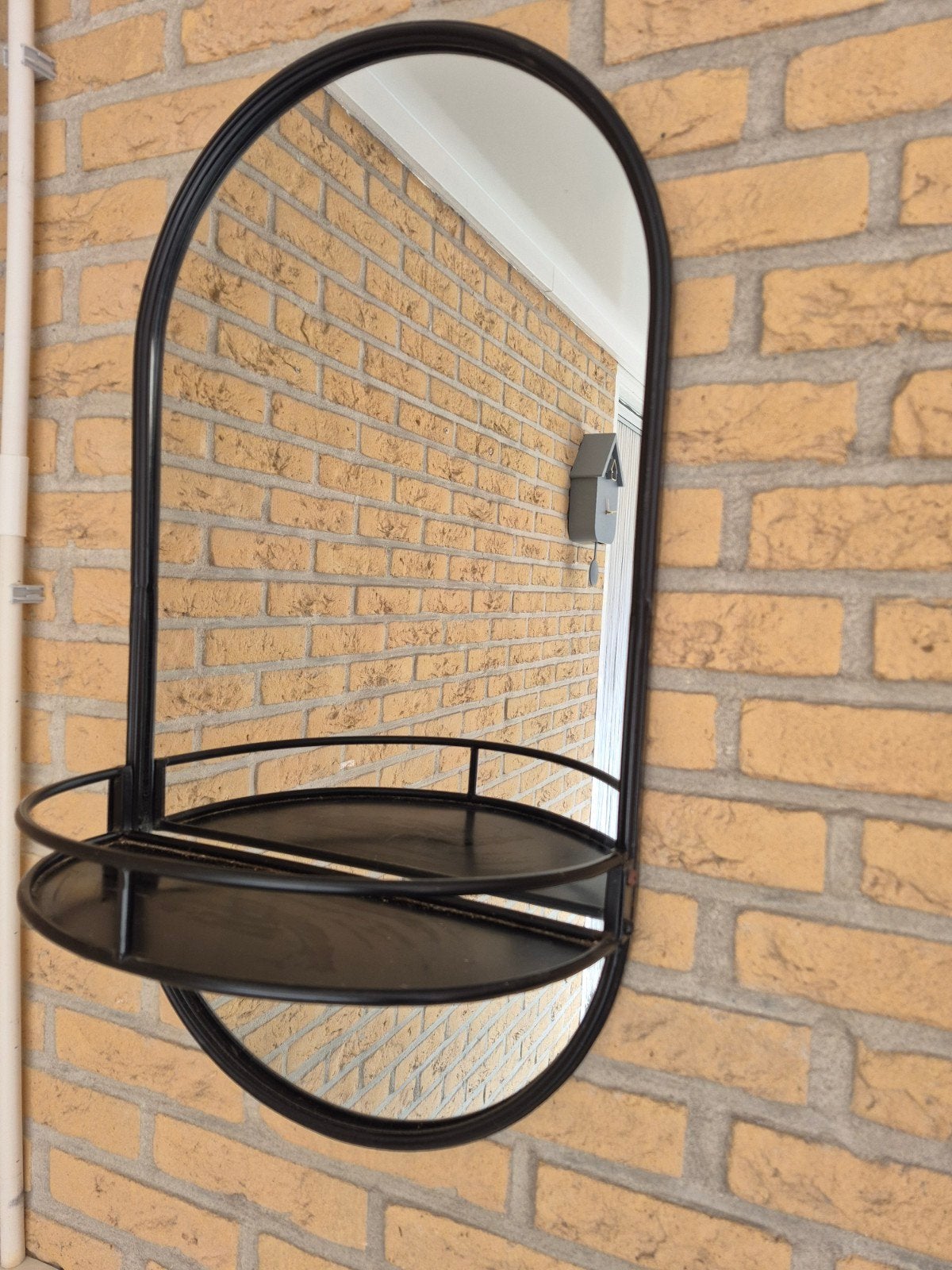 BePureHome spiegel met plankje - Zwart metaal, Ophalen, Minder dan 50 cm, Zo goed als nieuw, Minder dan 100 cm
