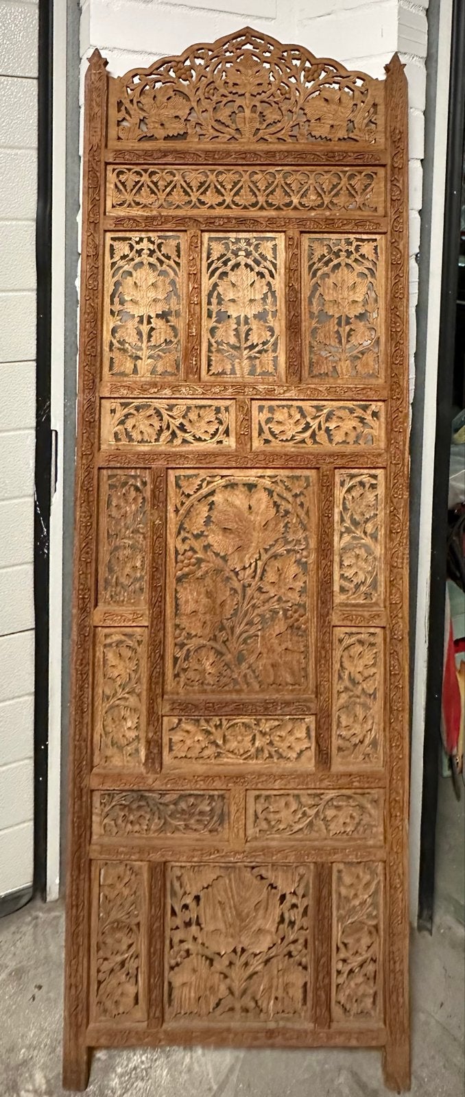 Prachtig handgesneden teakhouten paneel - Oosters design, Bruin, Handgemaakt, Indonesië, Ophalen