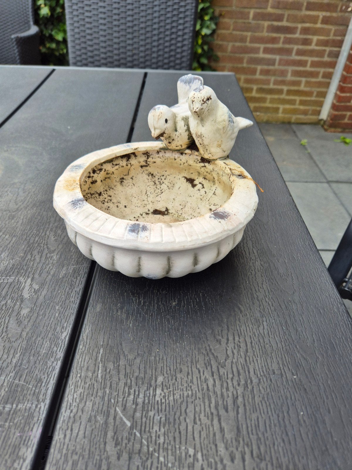 Decoratief plantenbakje met vogels, Tuin en Terras, Steen, Gebruikt, Minder dan 30 cm, Minder dan 60 cm