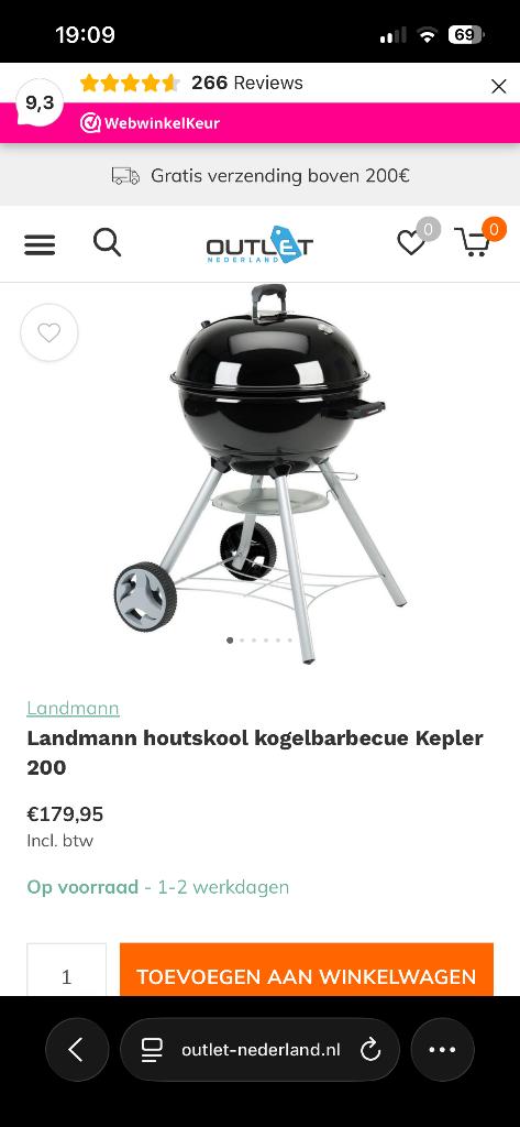 Kolen bbq xxl landmann zwart, Ophalen, Zo goed als nieuw