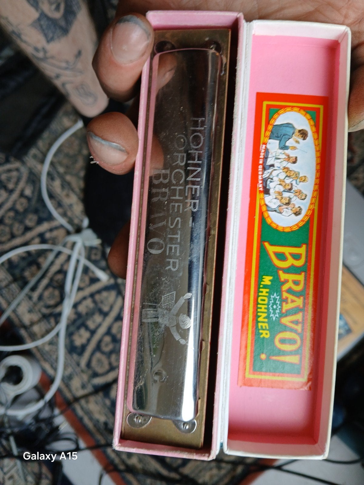 2x Hohner Orchester Bravo Mondharmonica - Vintage, Ophalen of Verzenden, Gebruikt, Met koffer of doosje