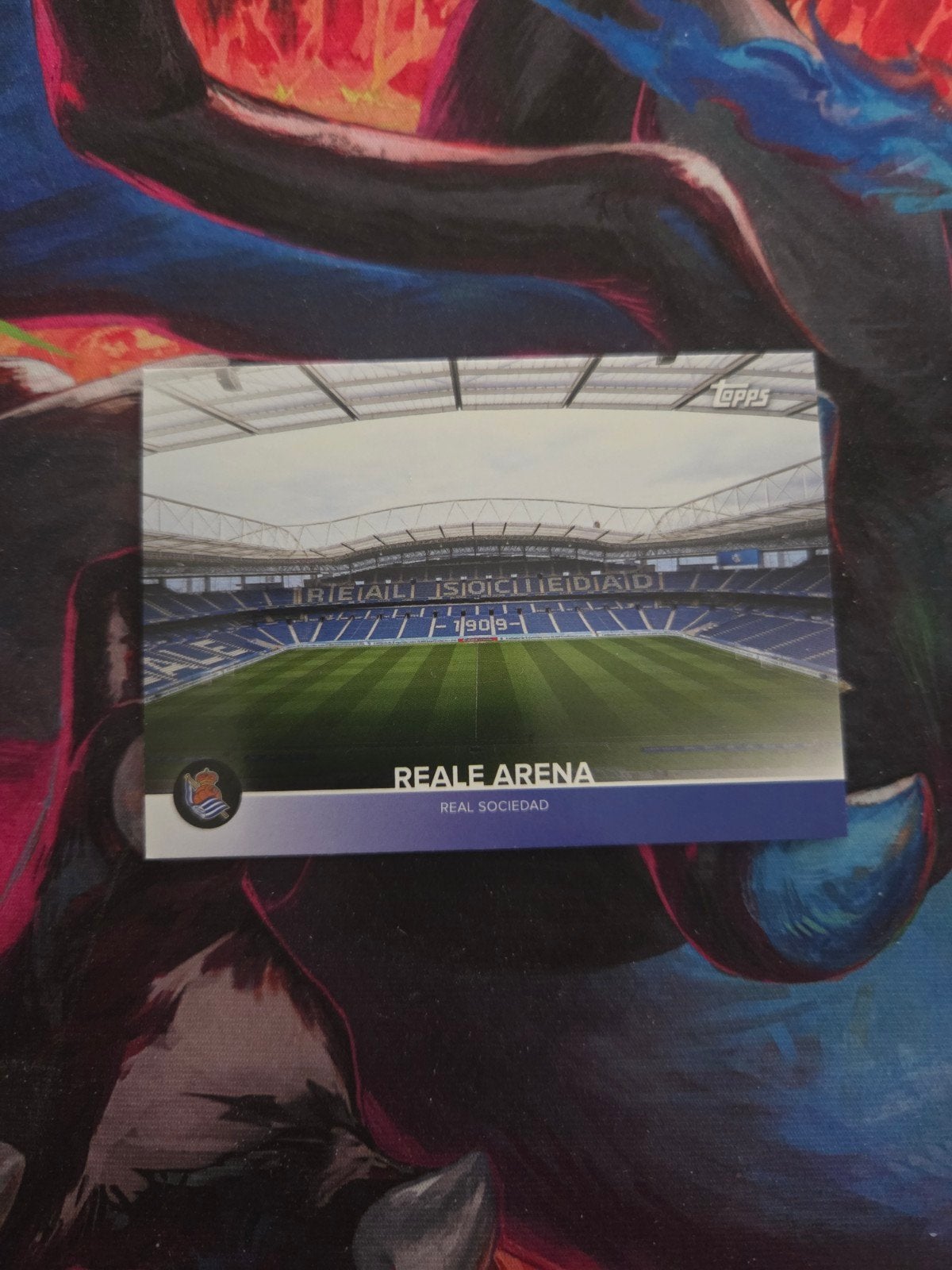 Topps Reale Arena - Real Sociedad Stadionkaart, Ophalen of Verzenden, Zo goed als nieuw, Buitenlandse clubs, Poster, Plaatje of Sticker