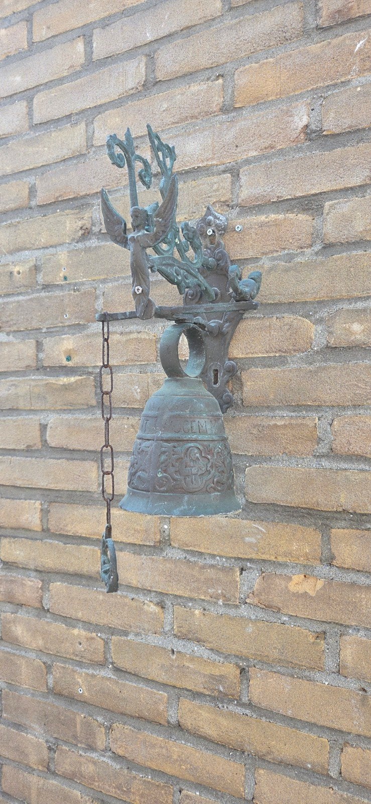 Prachtige Bronzen Kloosterbel / Trekbel met Engel & Draken, Ophalen of Verzenden