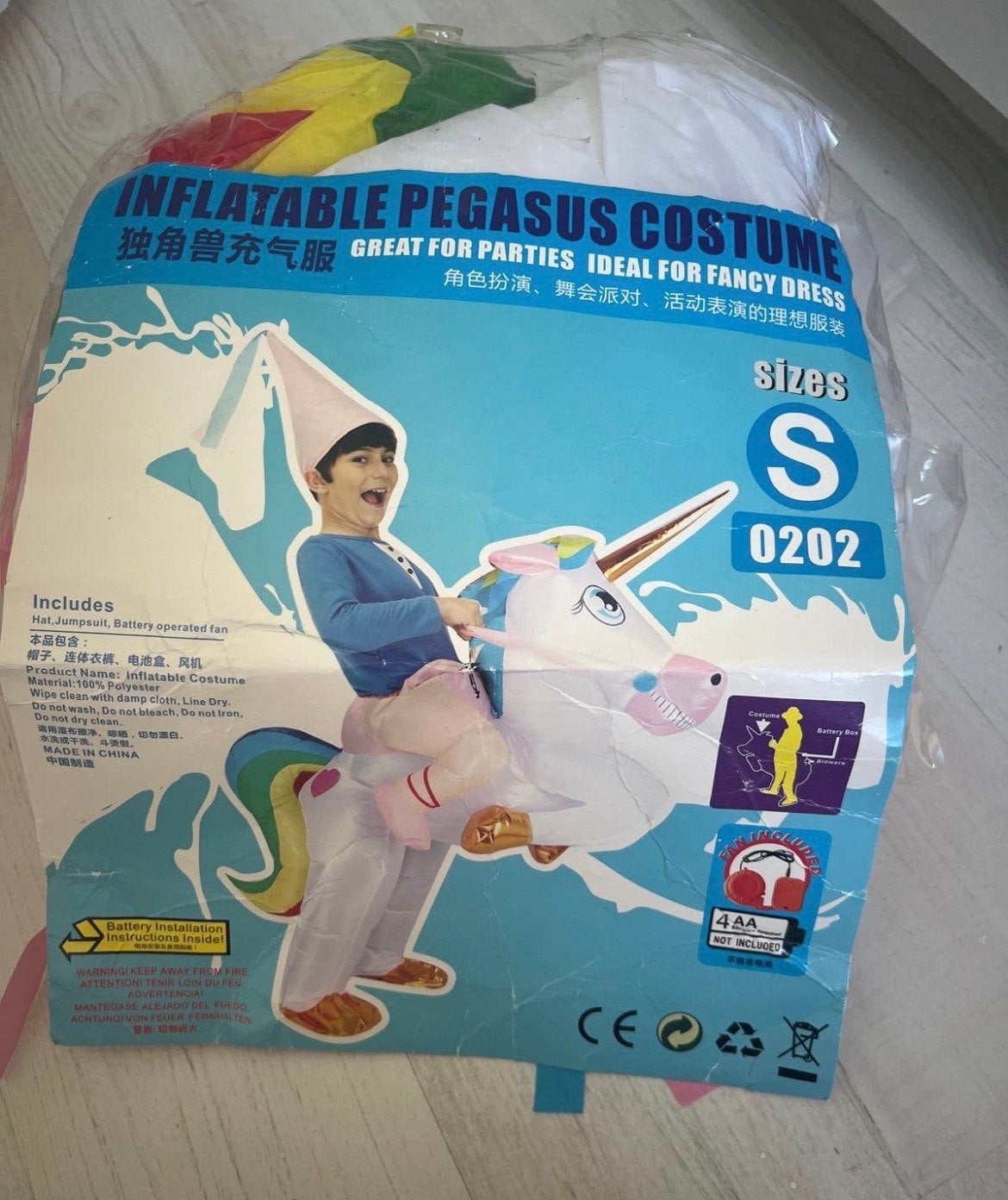 Opblaasbaar Pegasus Kostuum - Kindermaat S, Ophalen of Verzenden, Nieuw, 104 of kleiner, Jongen of Meisje