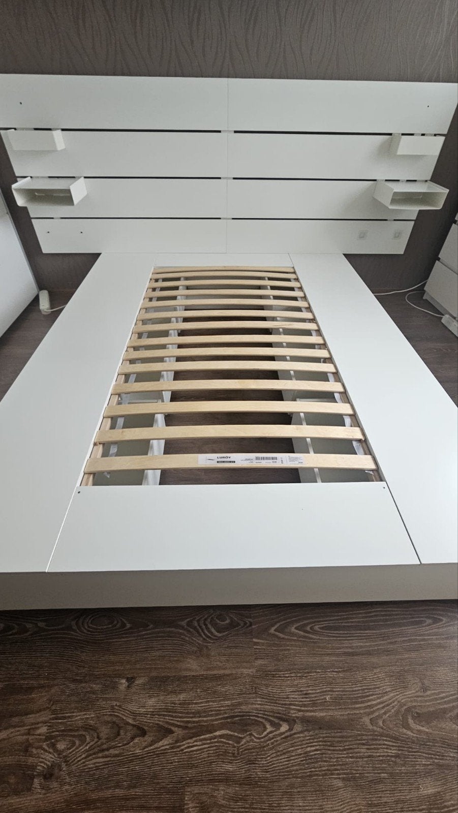 IKEA NORDLI Tweepersoonsbed 160x200 met opbergruimte + hoofd, Ophalen, Gebruikt, Wit, Tweepersoons
