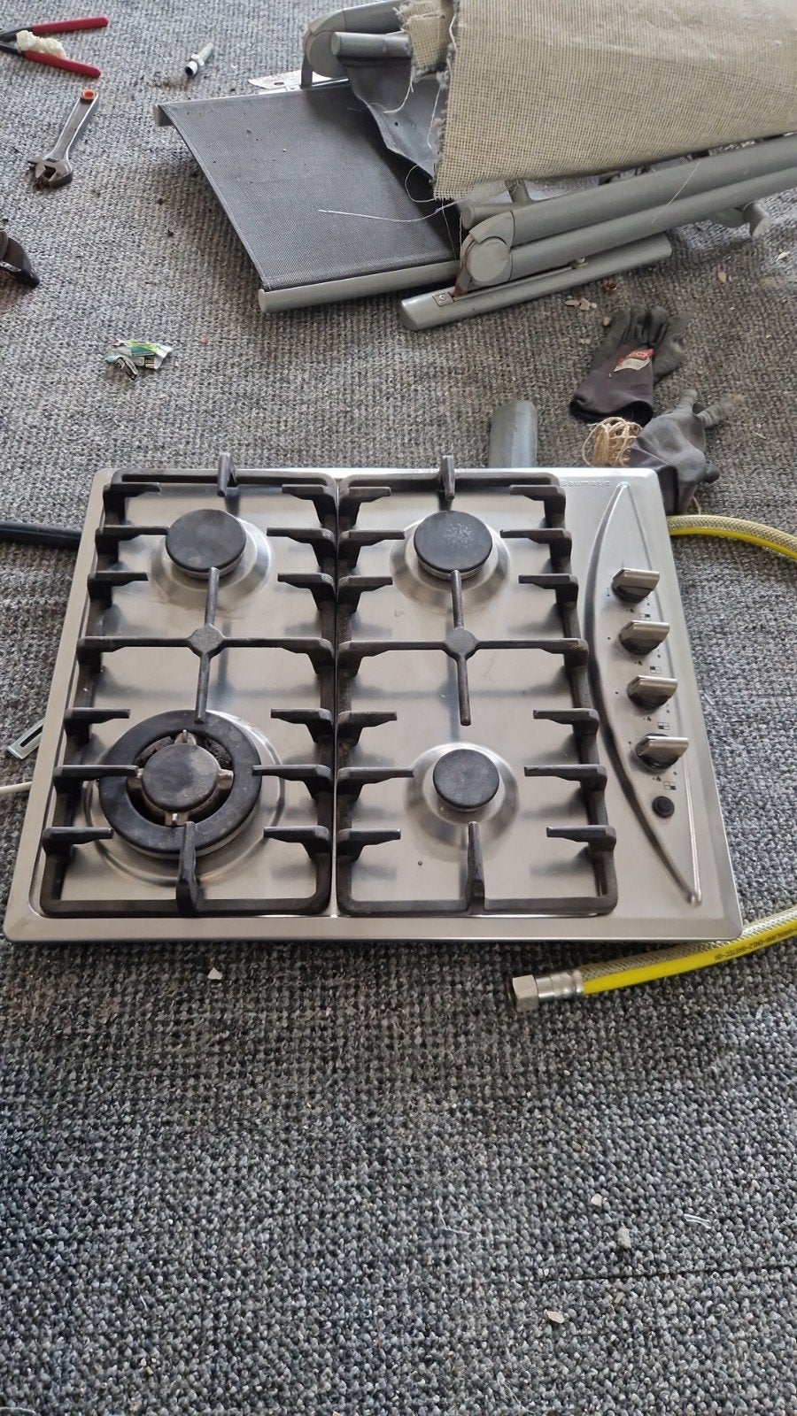 Baumatic gasfornuis - 4 kookzones,  inbouw 50cm bij 58.5, Gebruikt, Gas, Vrijstaand, 4 kookzones