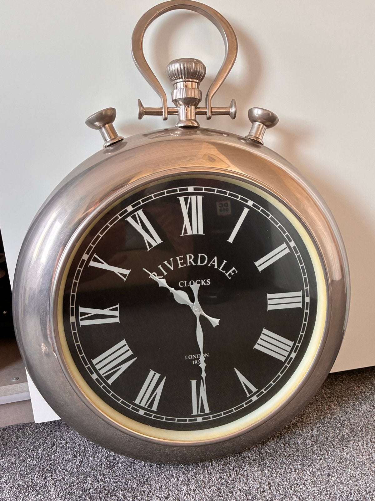 Riverdale wandklok - Zakhorloge model - Ø45 cm, Huis en Inrichting, Woonaccessoires | Klokken, Ophalen, Vintage, Analoog, Werkt op batterijen