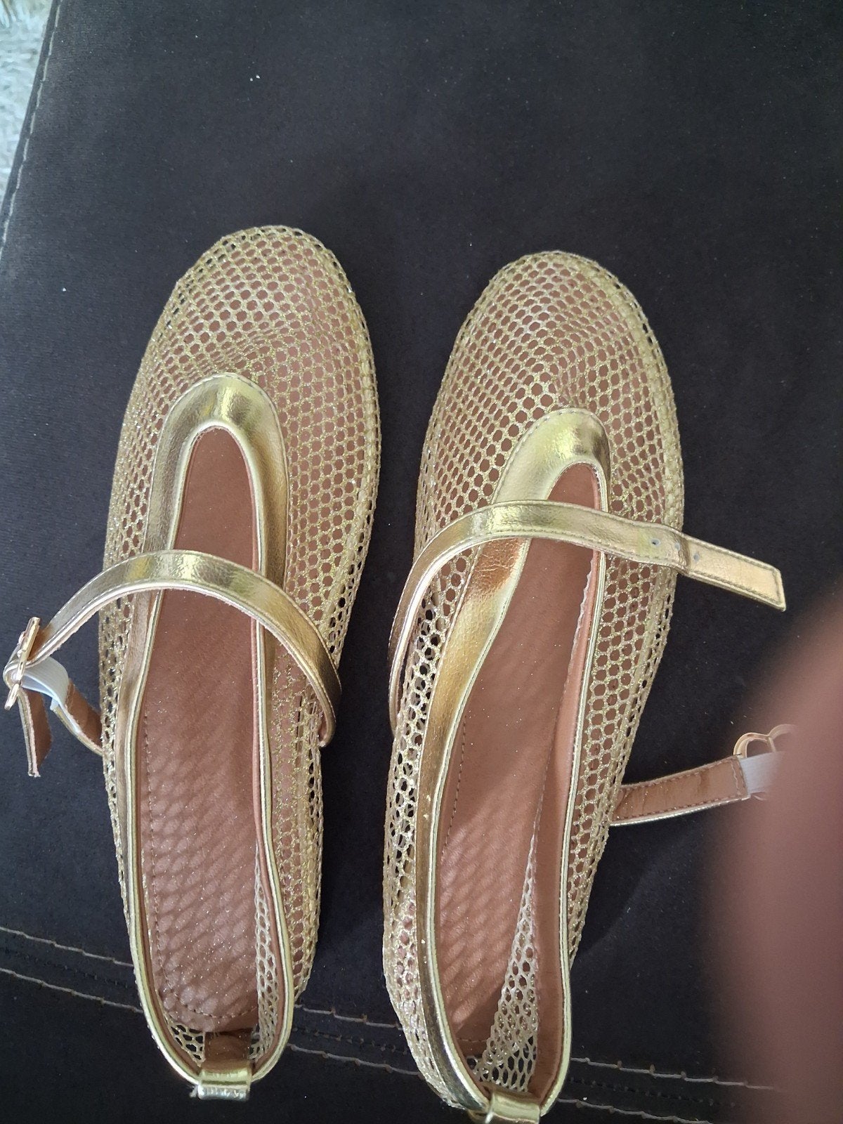 Gouden ballerina's met bandje, Ophalen of Verzenden, Zo goed als nieuw, Overige kleuren, Ballerina's