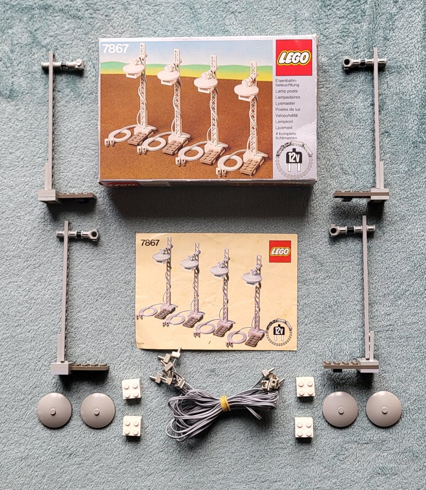 Lego trein 12 Volt rails perron / station verlichting 7867, Compleet, Gebruikt, Lego, Ophalen of Verzenden