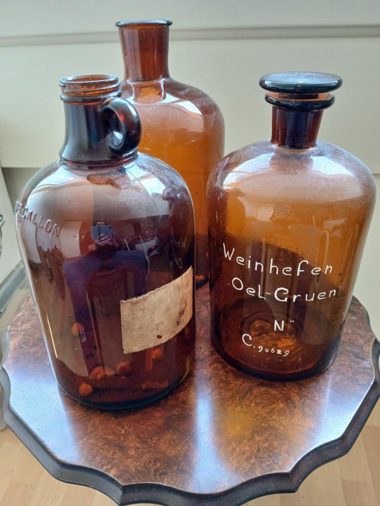 3 Vintage Apothekers flessen/potten, Ophalen
