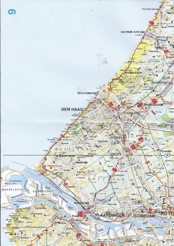 Pl1677 plattegrond omgeving den haag - leiden - gouda  -, Boeken, Atlassen en Landkaarten, Gelezen, Ophalen of Verzenden, Landkaart