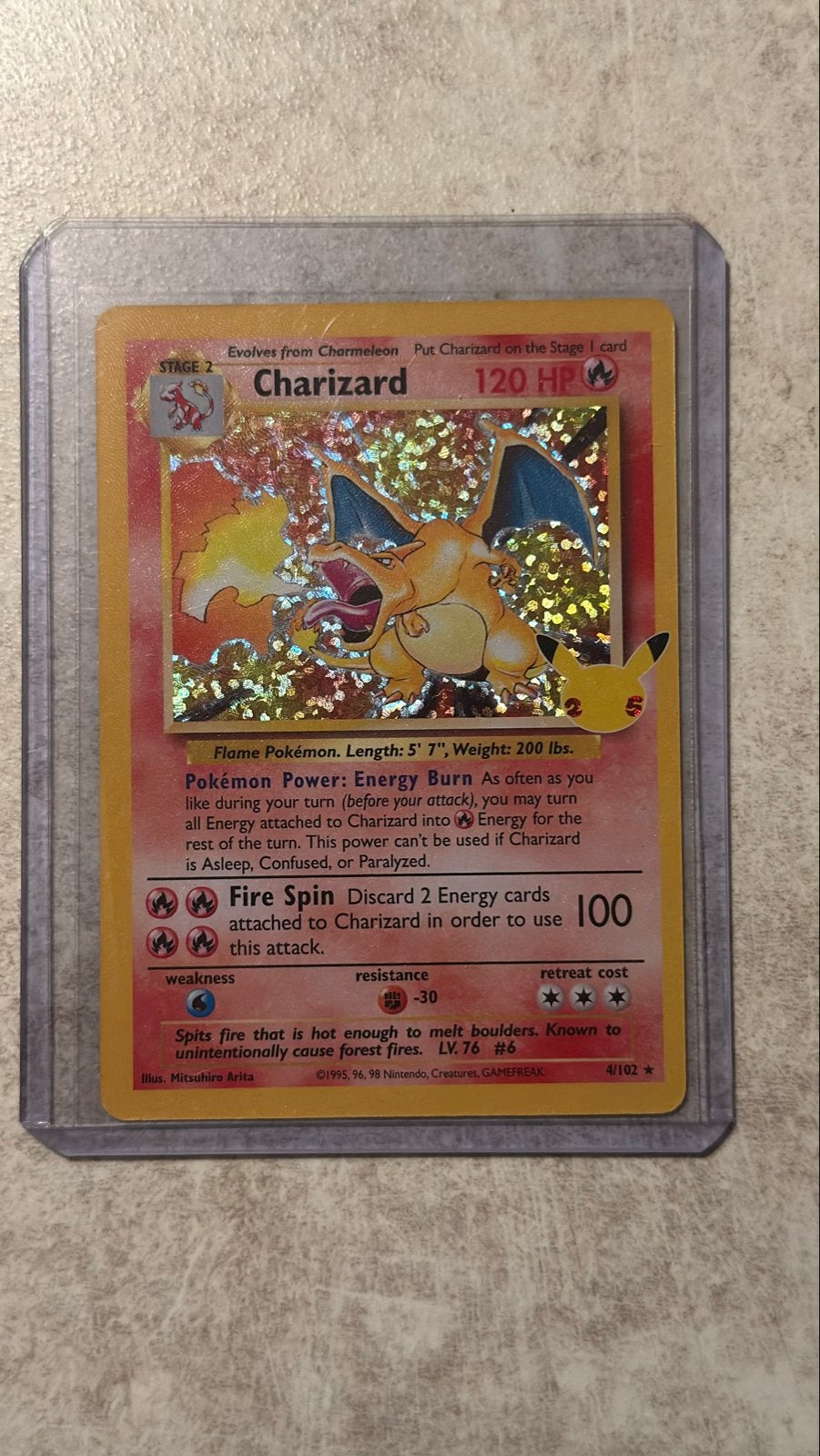 Pokémon Charizard Celebrations 25th Anniversary Kaart, Ophalen of Verzenden, Zo goed als nieuw, Losse kaart