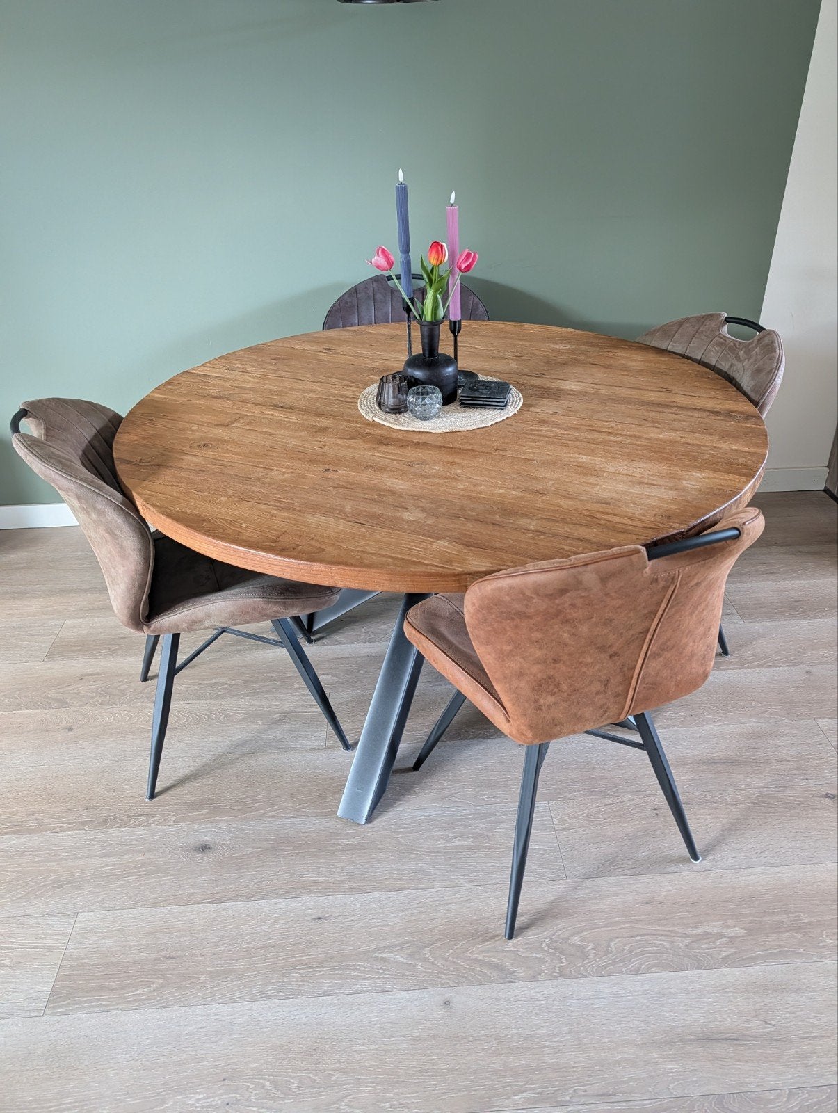 Teakhouten eettafel Romaro 140cm, Ophalen, Gebruikt, Rond, Vijf personen of meer