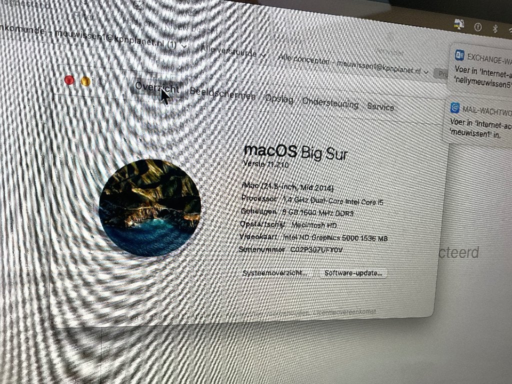 MacOS Big Sur  versie 11.7.10  8GB. 21,5 inch. 2014, Ophalen, Apple