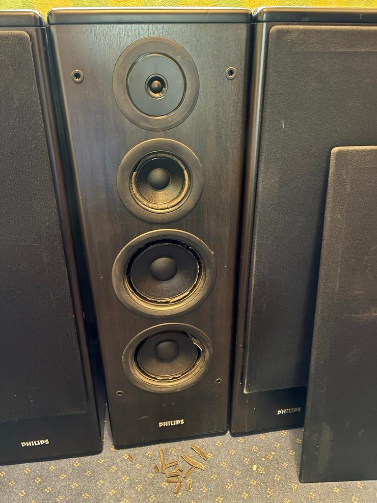 4x Philips FB820 Geluidsboxen - Krachtig Geluid, Audio, Tv en Foto, Luidsprekers, Gebruikt, Front, Rear of Stereo speakers, 120 watt of meer