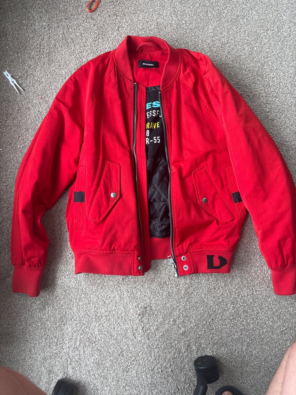 Diesel Bomberjack Rood Maat L, Ophalen, Gedragen, Maat 52/54 (L), Rood