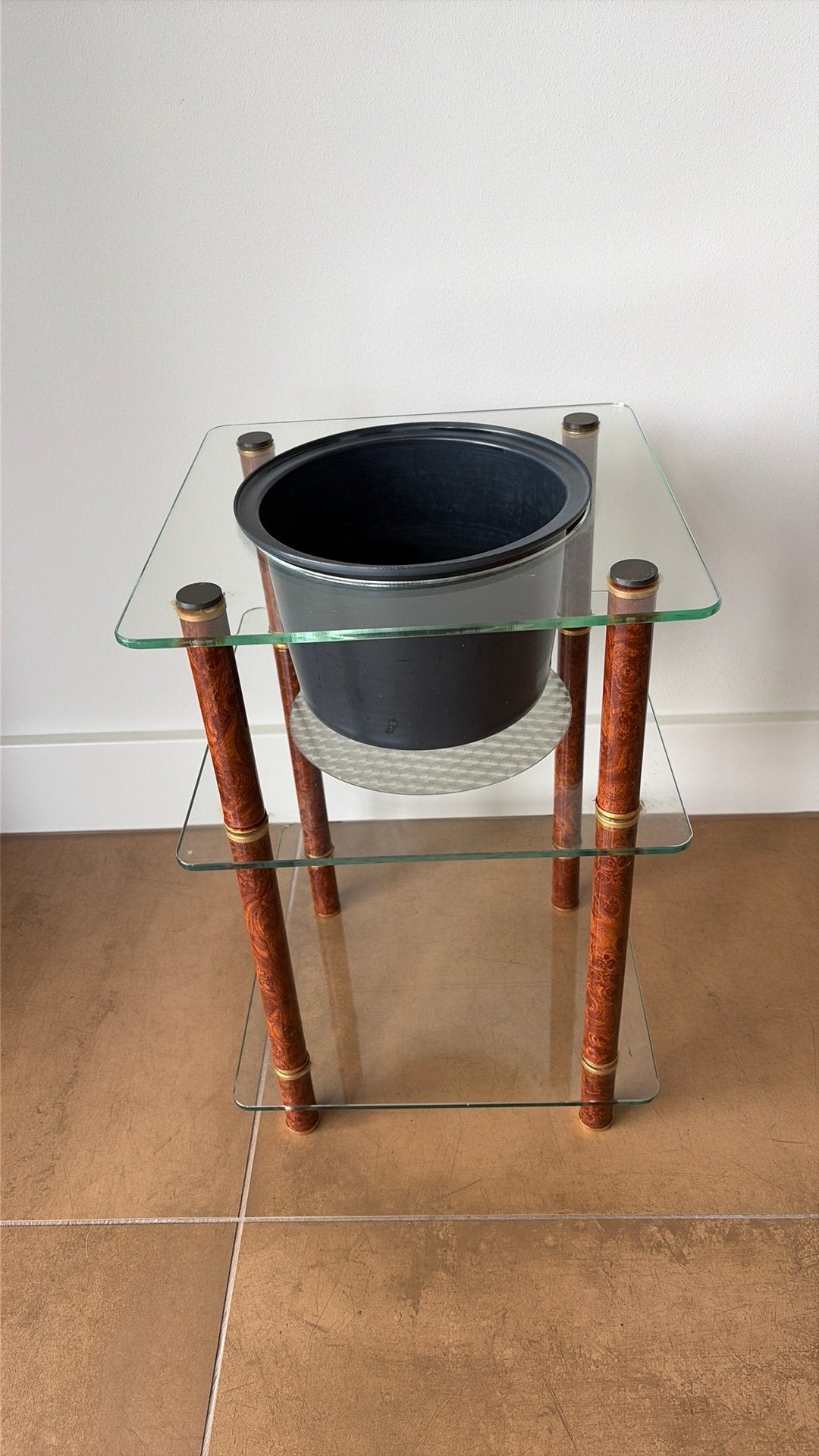 Hollywood Regency stijl plantentafeltje, Minder dan 30 cm, Rond, Ophalen of Verzenden, Zo goed als nieuw