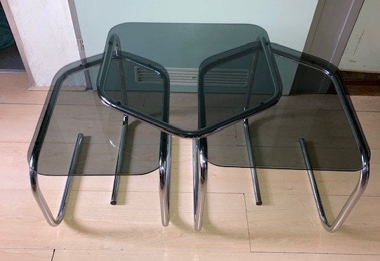 Smokey glass nesting table/bijzettafels, Ophalen, Huis en Inrichting