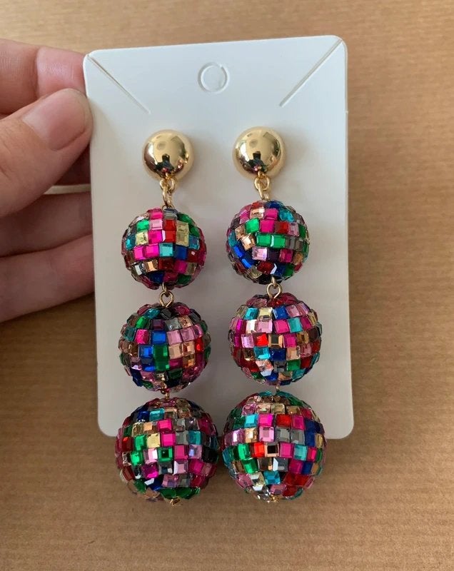 Goudkleurige Disco Discoballen Oorbellen - Nieuw, Overige materialen, Hangers, Nieuw, Ophalen of Verzenden