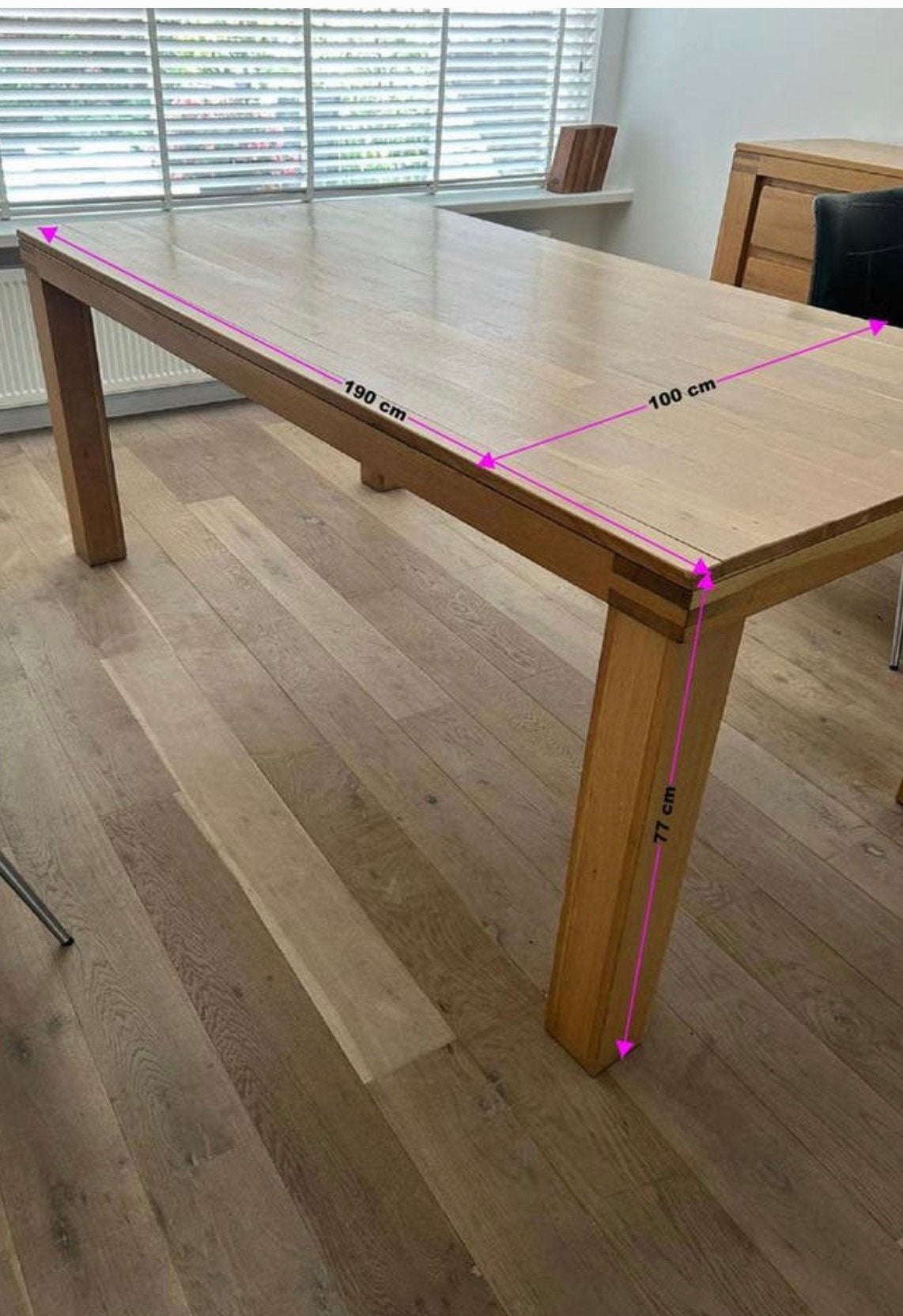 Eettafel eikenhout nog netjes, Eikenhout, 200 cm of meer, Zo goed als nieuw, Rechthoekig