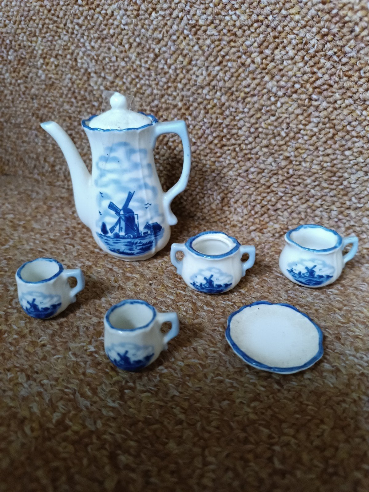 Poppenhuis serviesje wit/blauw, Ophalen of Verzenden
