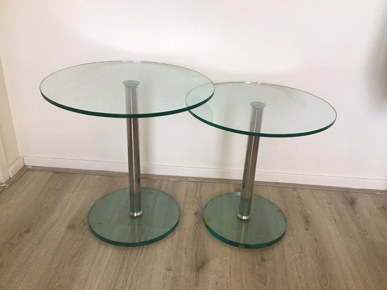 Design tafeltjes, set, Metaform, Minder dan 55 cm, Gebruikt, Rond, Glas