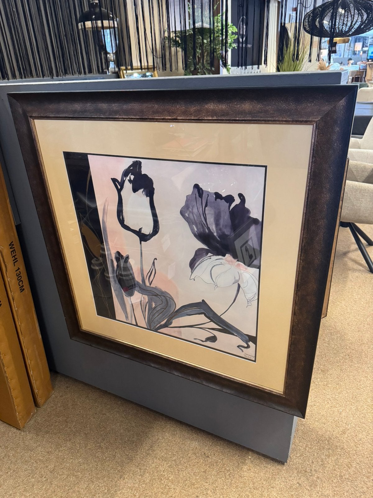 Schilderij bloemen Dominique Gaudin €99,- Direct leverbaar, Antiek en Kunst, Kunst | Schilderijen | Klassiek, Paneel, Achter glas