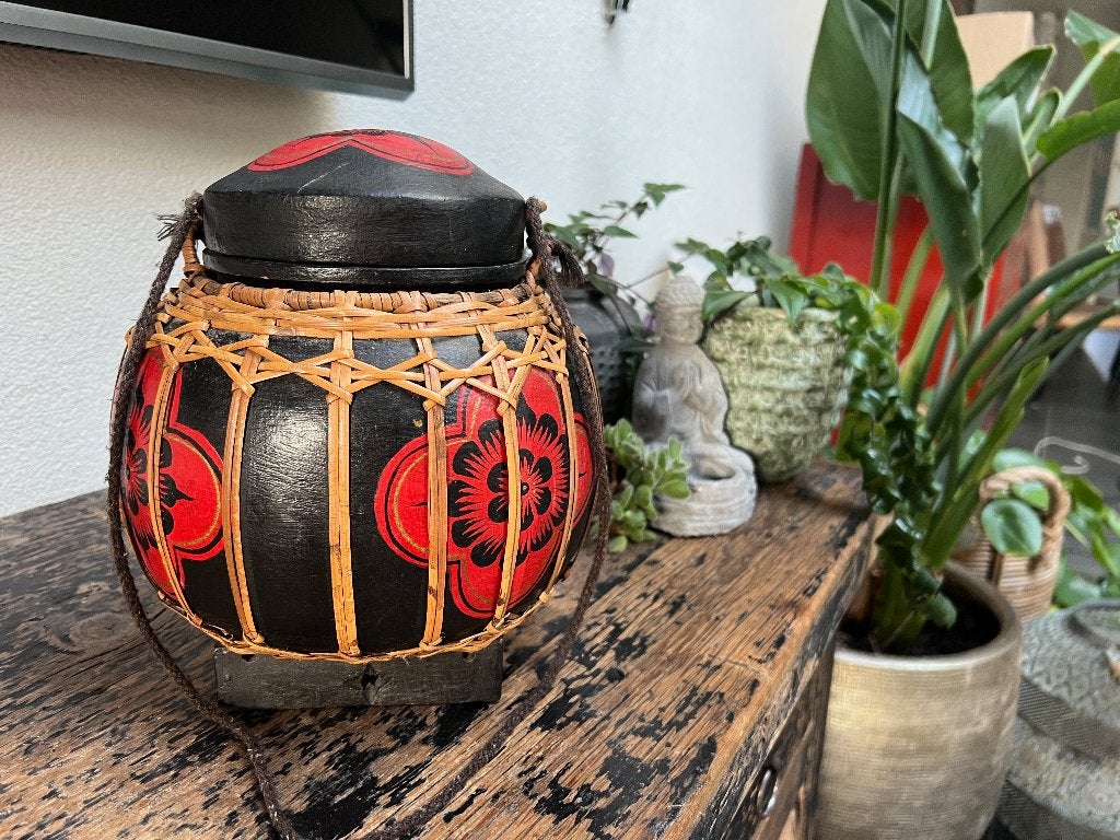 Chinese rijst pot chinees mand rijst oosters uniek, Verburgt Vintage, Gebruikt, Mand, Rond