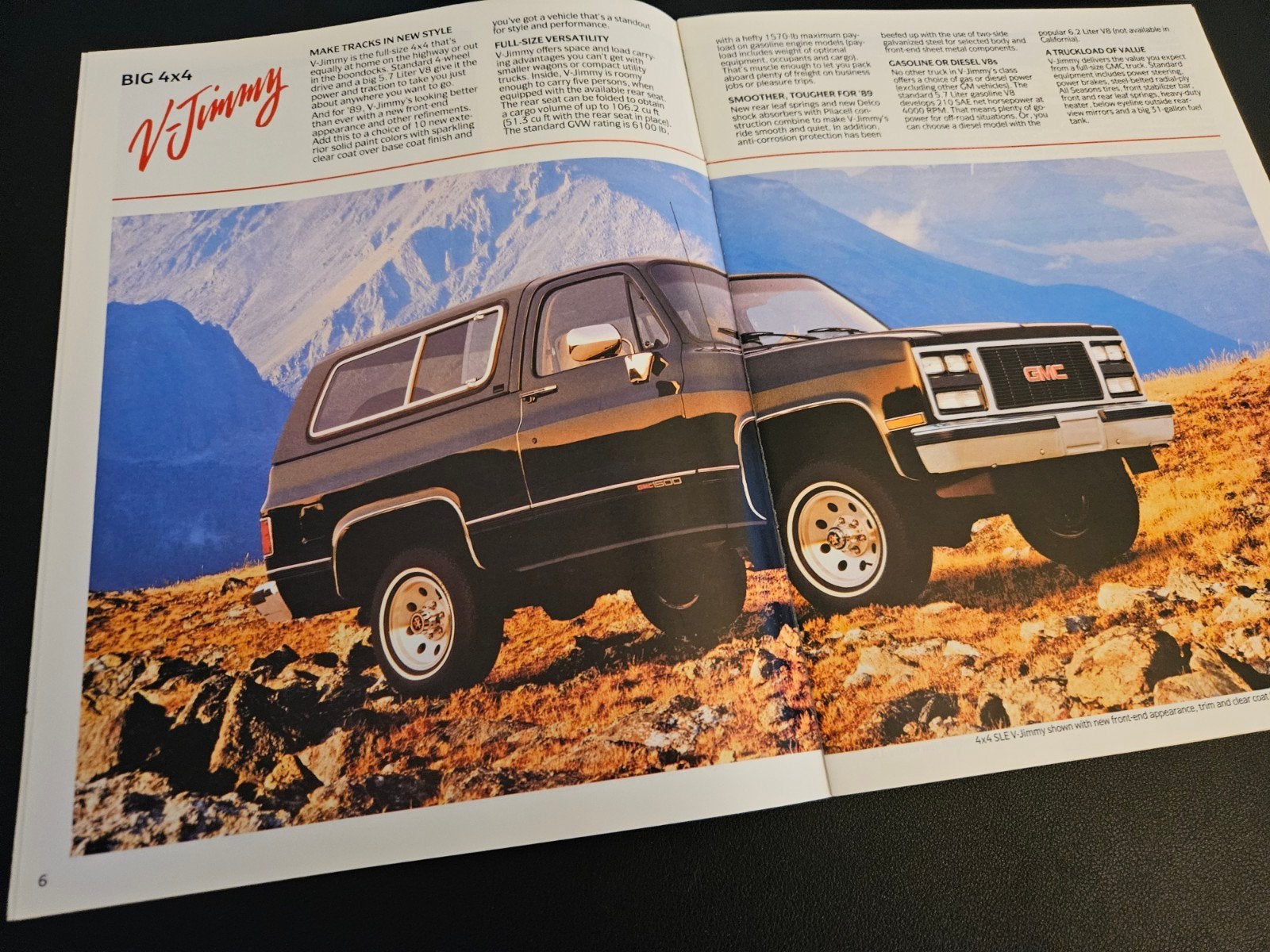 Brochure GMC V-Jimmy/Suburban/Bonus & Crew Cab 1989 USA, Ophalen of Verzenden, Zo goed als nieuw, Overige merken