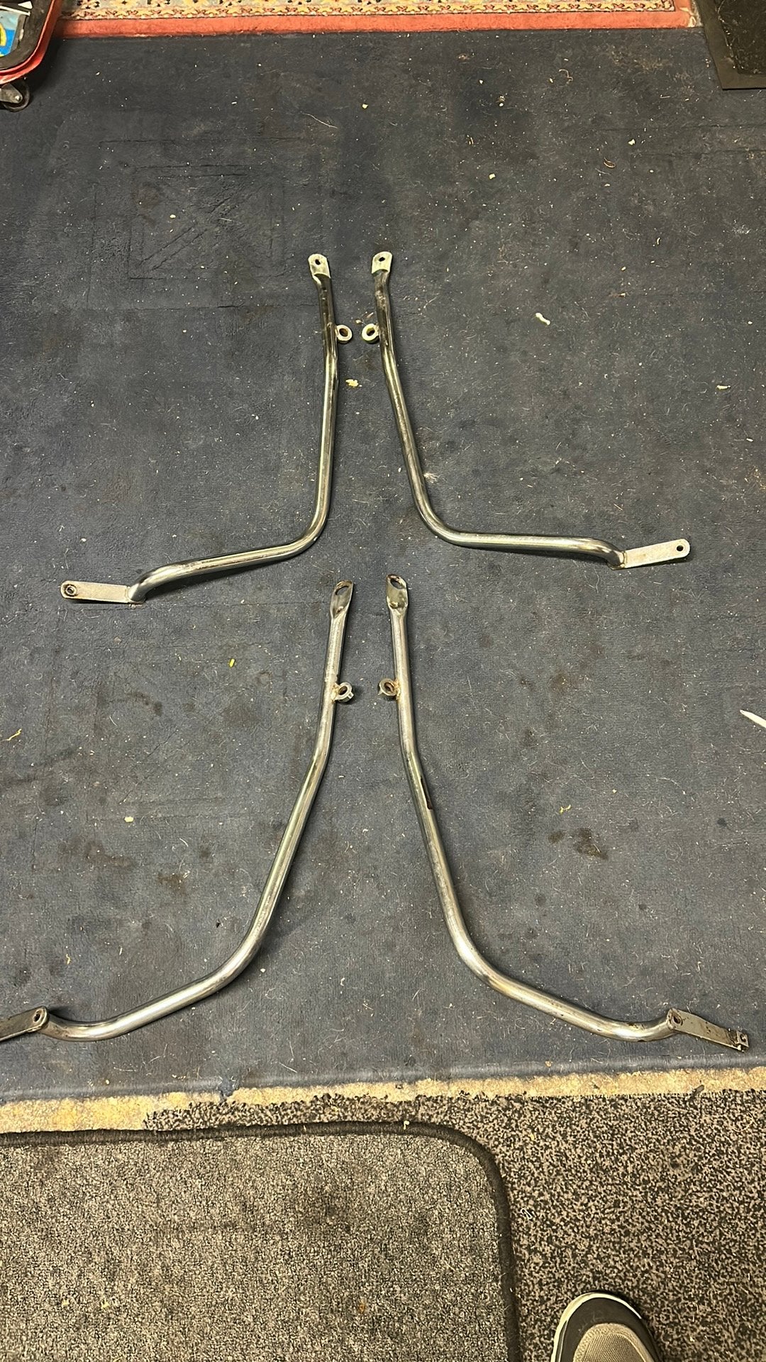 2 setjes blokbeugels chroom met lichte gebuikssporen, Ophalen of Verzenden, Gebruikt, Frame