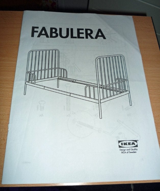 IKEA stalen meegroeibed Fabulera, tot 80x200, Ophalen, Gebruikt, 70 tot 85 cm, Lattenbodem