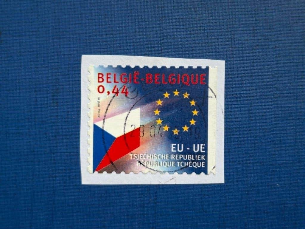 Postzegel Belgie 2004 Uitbreiding Europa zegel Tsjechië 6-06, Ophalen of Verzenden, Gestempeld, Frankeerzegel