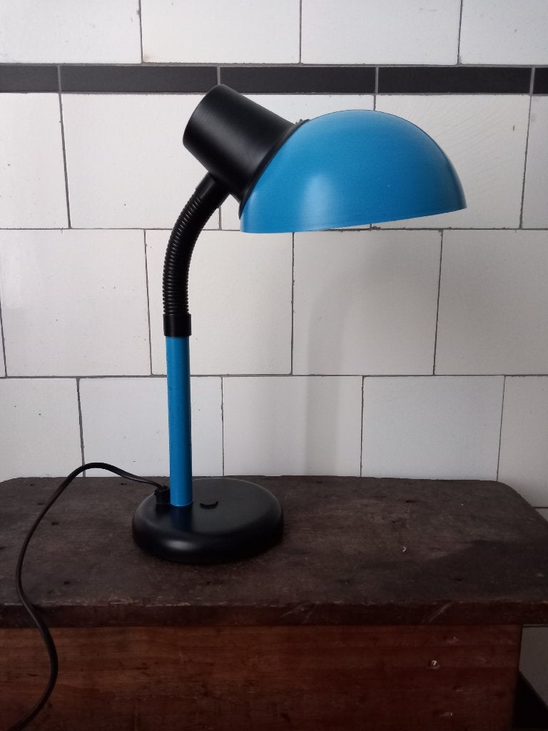vintage bureaulamp, memphis space age design lamp, jaren 80, Blauw, Ophalen, Bureaulamp, Design