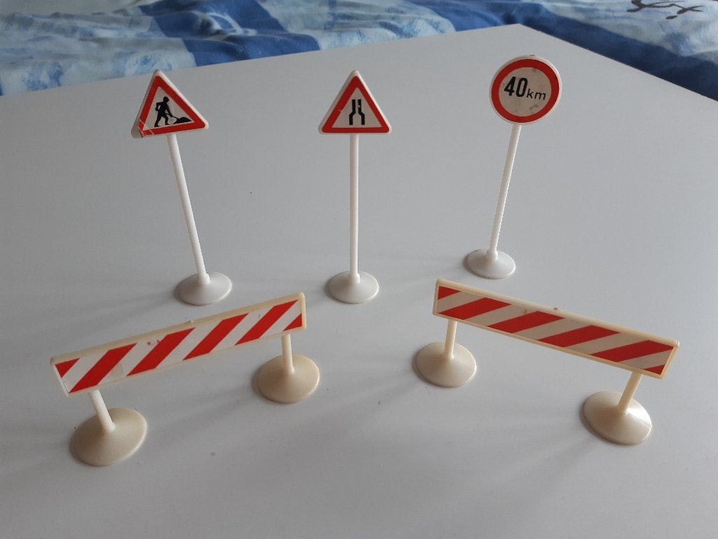 Playmobil verkeersborden waarschuwingsborden Vintage., Gebruikt, Losse onderdelen, Overige typen, Ophalen of Verzenden