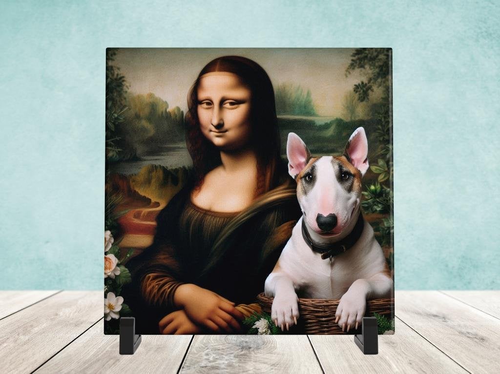 Keramische Tegel - Mona Lisa met een Bullterrier, Verzenden, Nieuw