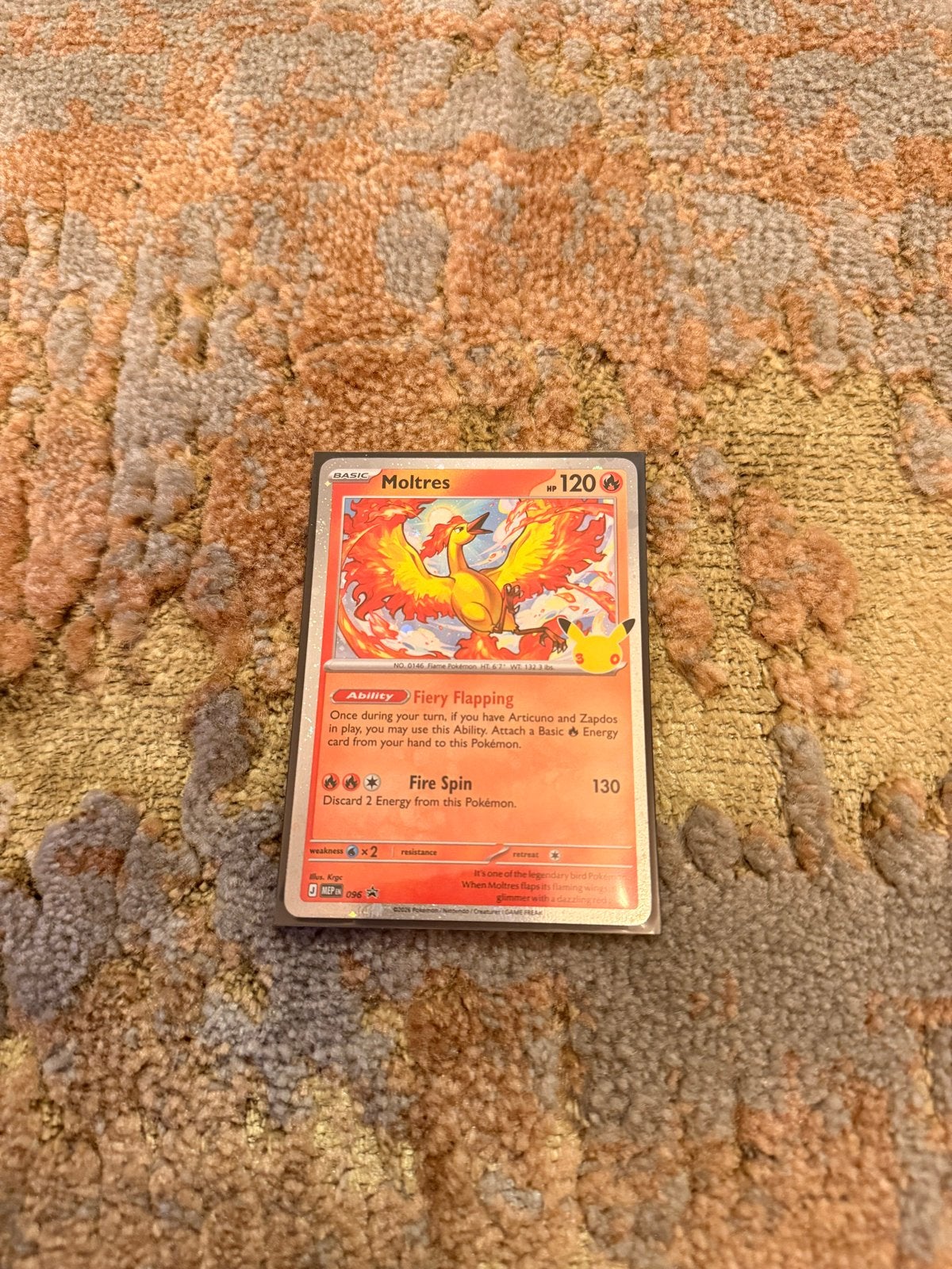 Pokémon 30th Anniversary Moltres 096/128 – Holo, Ophalen of Verzenden, Zo goed als nieuw, Losse kaart