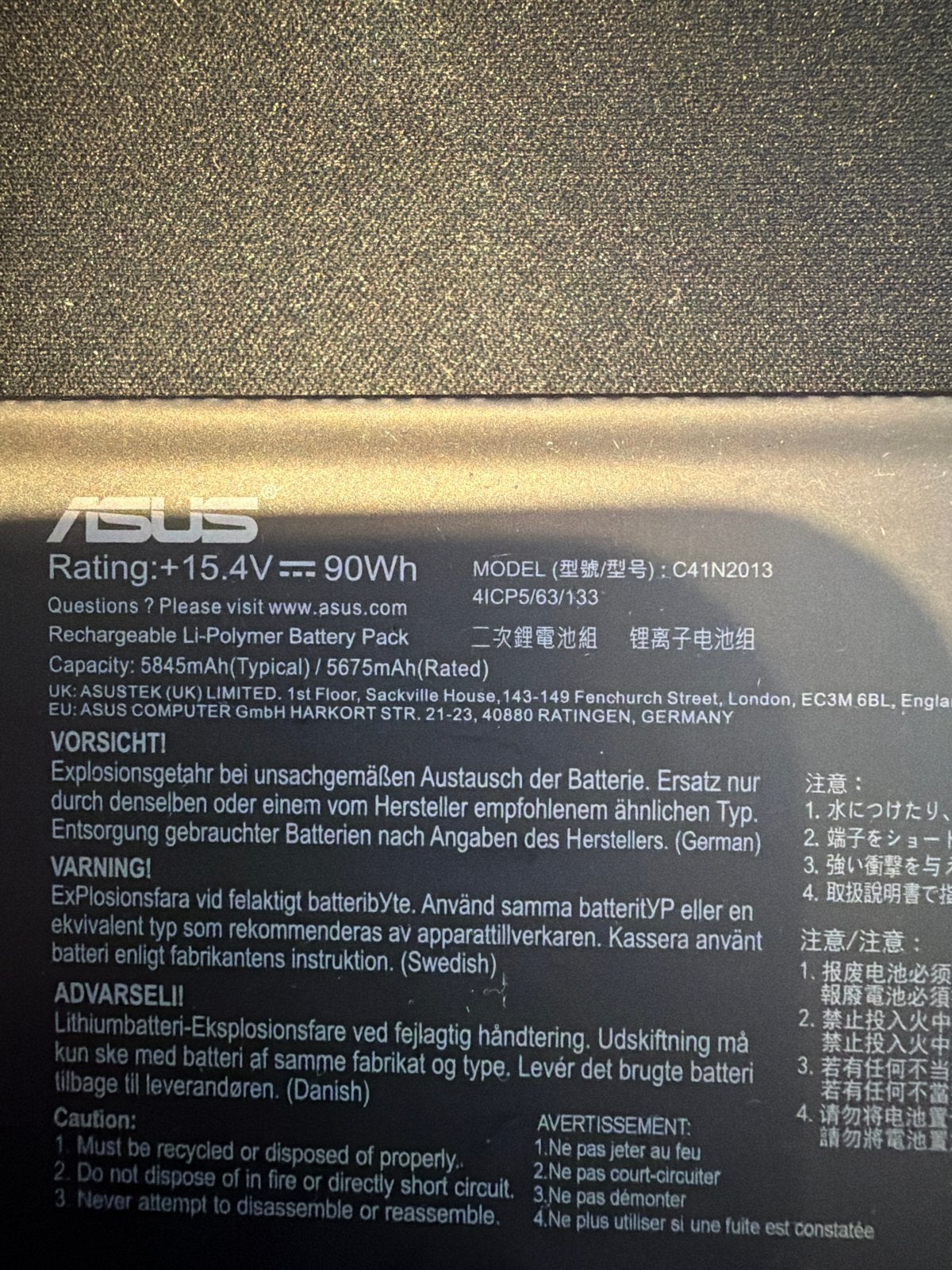 ASUS C41N2013 Li-Polymeer Laptop Accu 90Wh - Asus FA507, Ophalen of Verzenden, Gebruikt