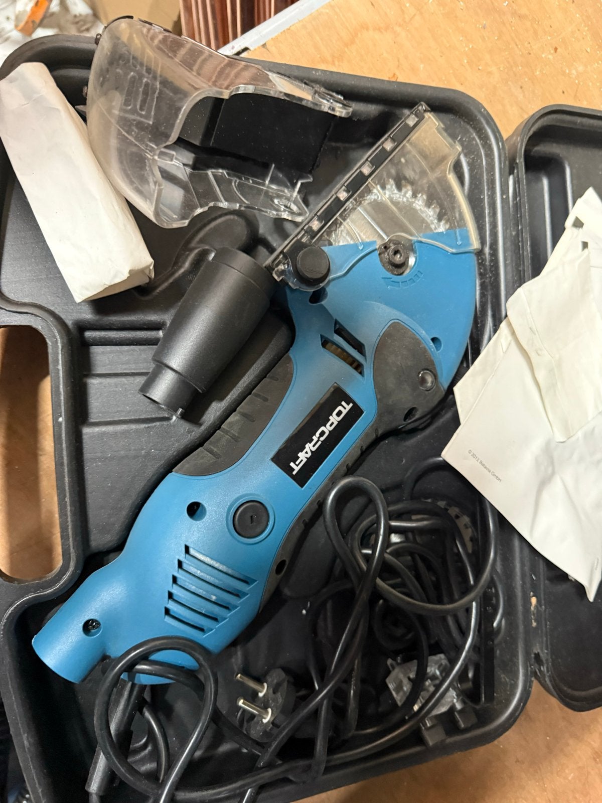 Topcraft Mini Handcirkelzaag 450W met koffer, Minder dan 30 mm, Gebruikt, Cirkelzaag, Ophalen of Verzenden