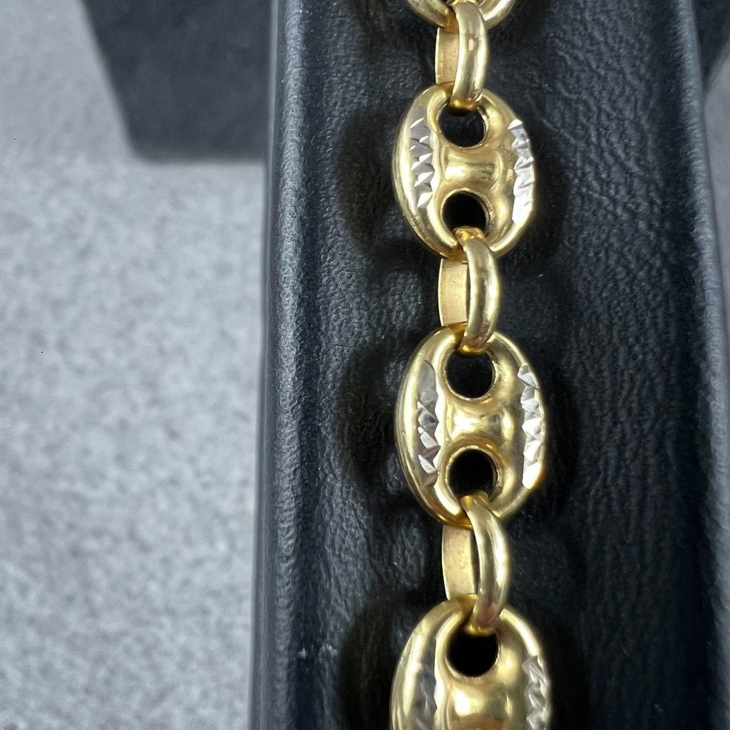 Gouden Armband | 18k | 7,53g |koffieboonschakel|20,5| 418013, Ophalen of Verzenden, Gebruikt, Goud, Goud