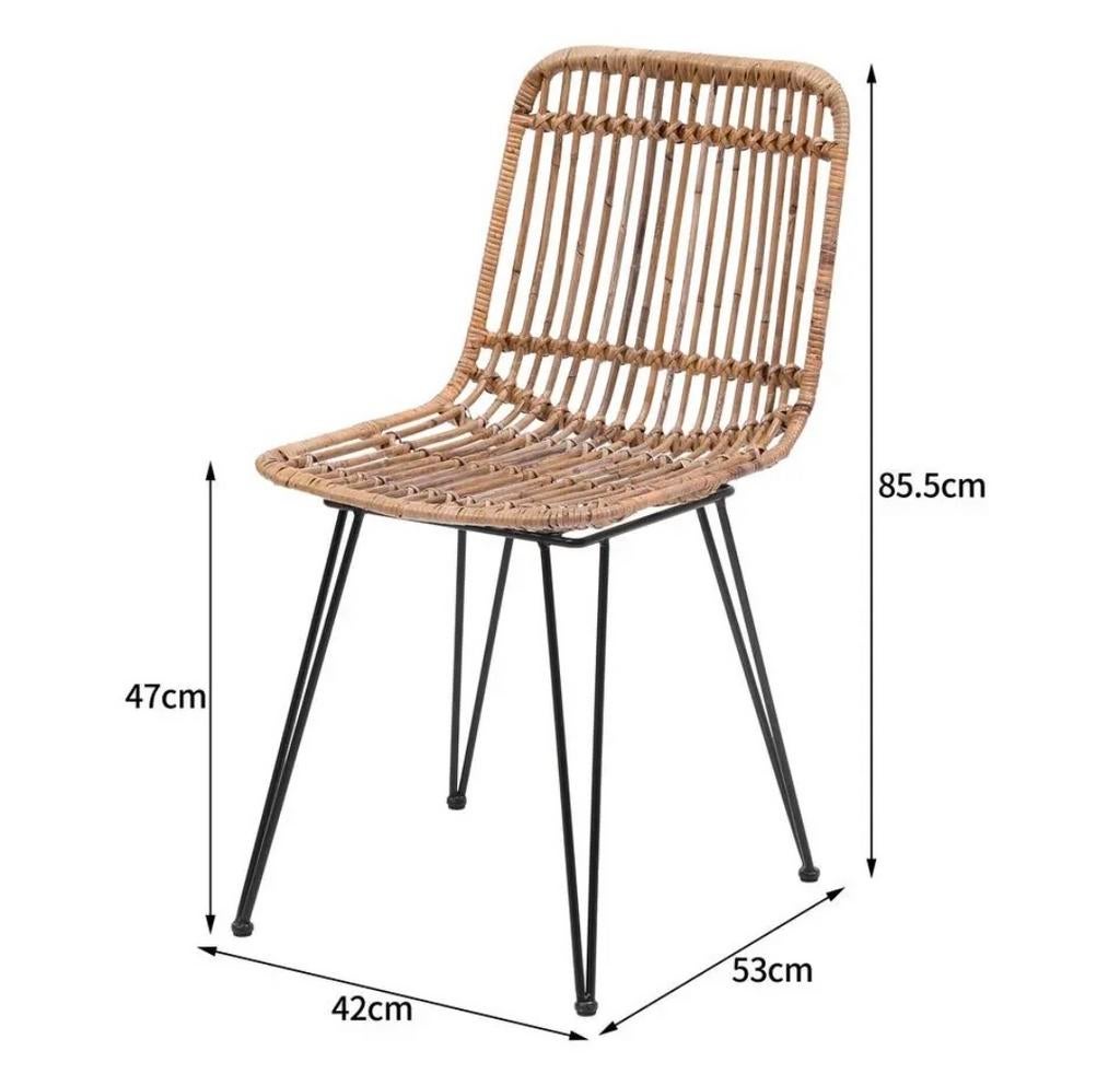 4x metalen + rotan tuinstoelen, Huis en Inrichting, Stoelen, Ophalen, Zwart, Metaal